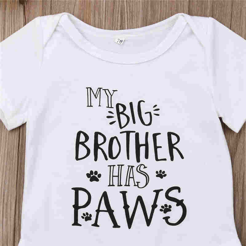 My Big Brother Has Paws baby romper for dog-loving families