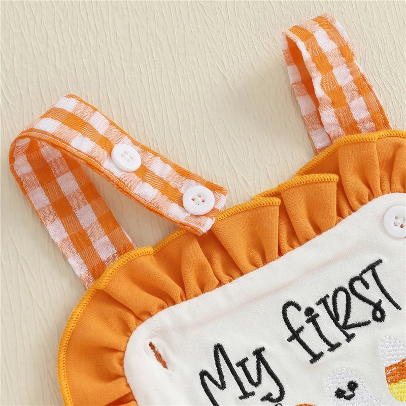 My First Halloween Gingham Romper