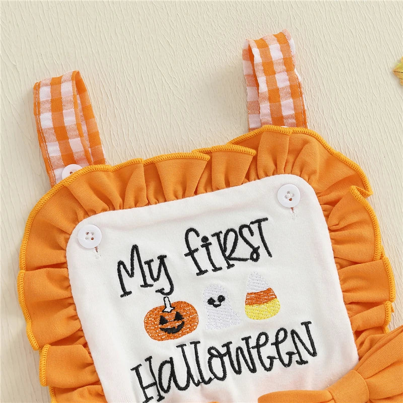 My First Halloween Gingham Romper