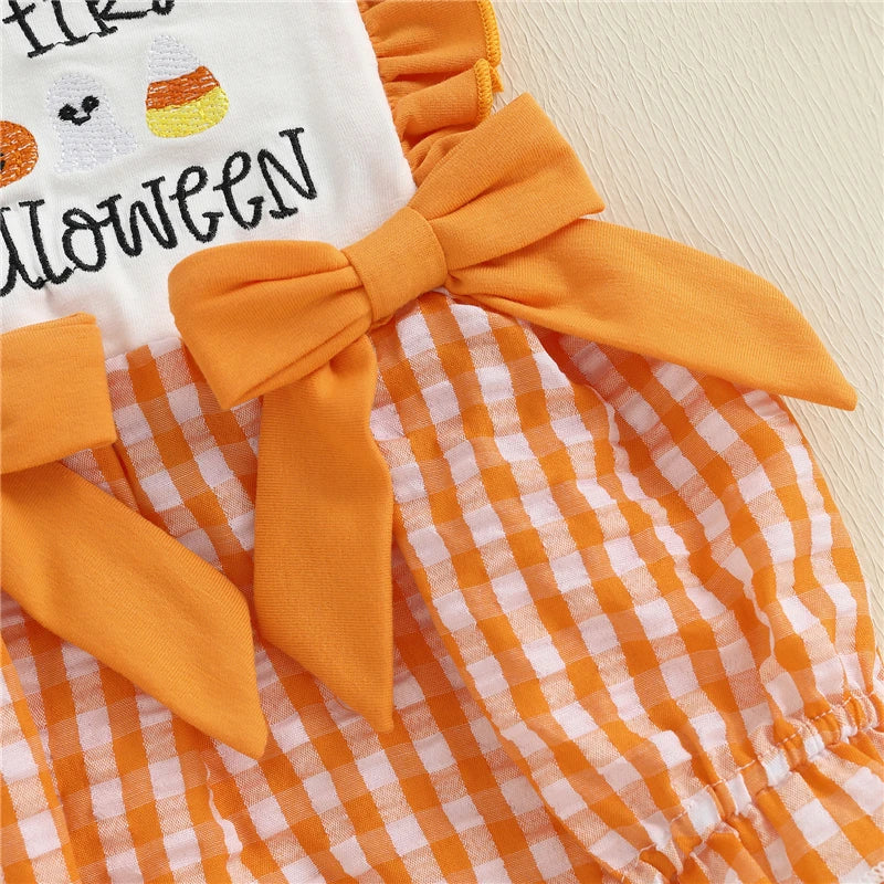 My First Halloween Gingham Romper
