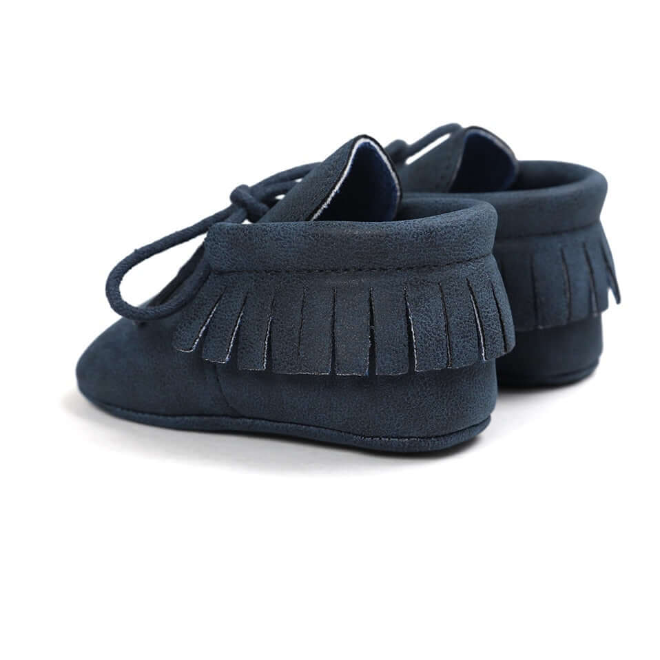 Navy Baby Moccasins – back view