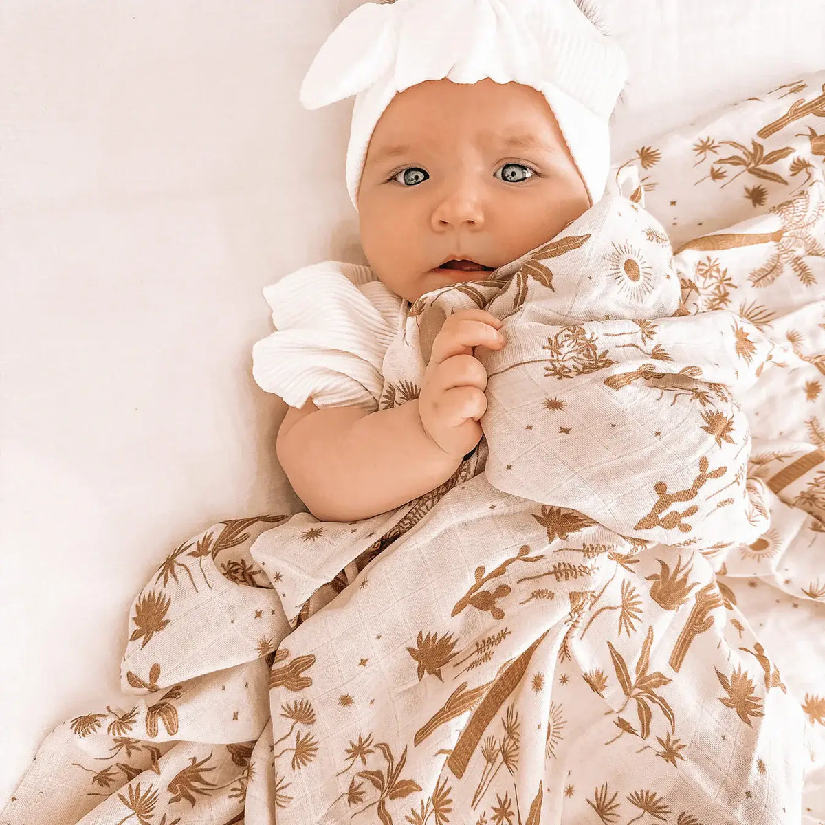 Desert Palm Organic Newborn Swaddle Wrap - baby girl