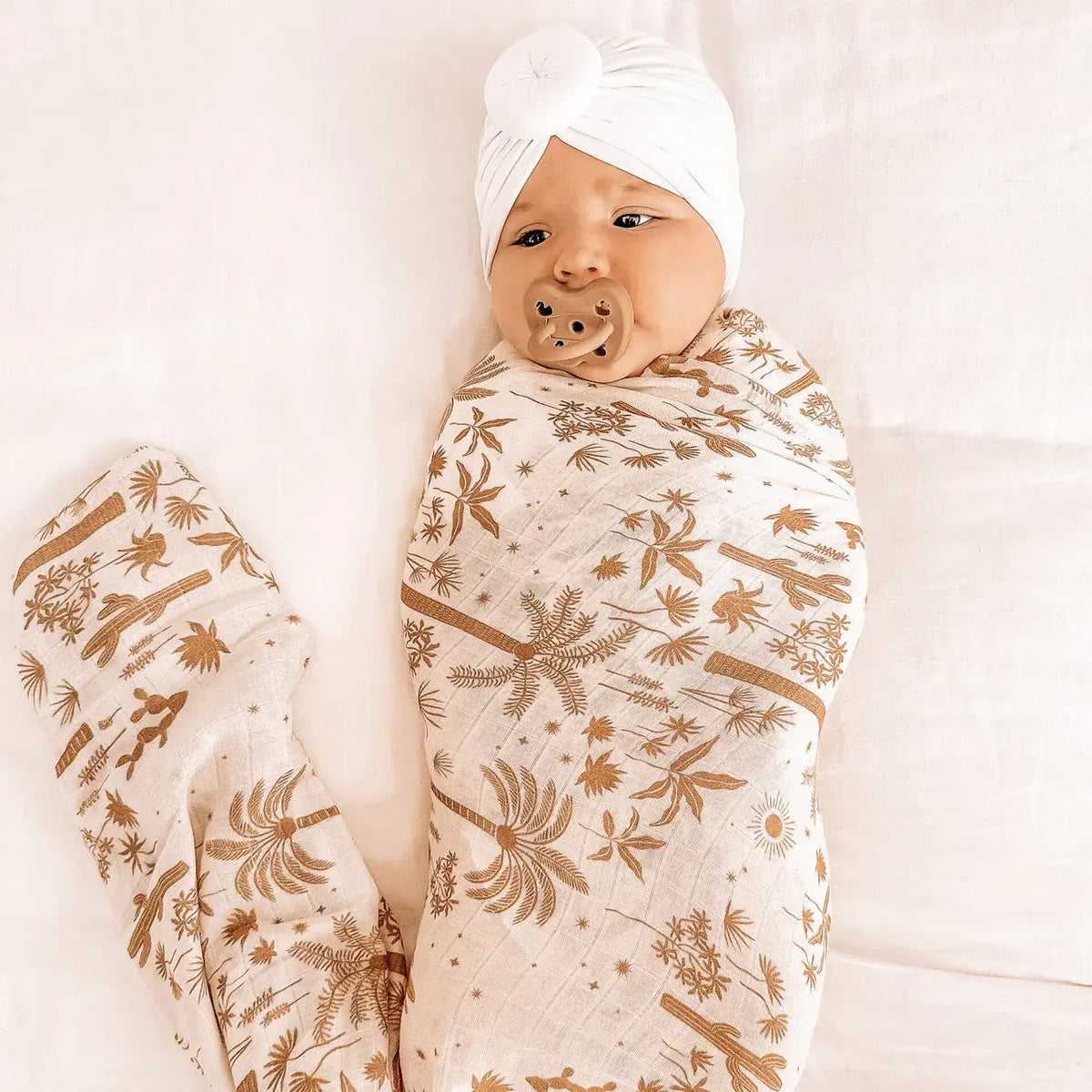 Desert Palm Organic Newborn Swaddle Wrap - baby girl