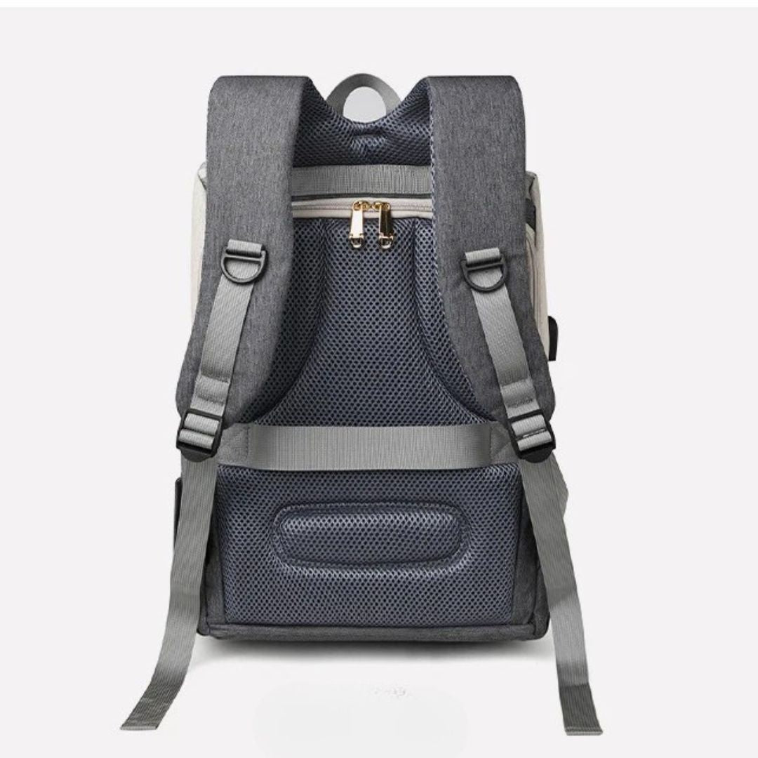 Oslo Nappy Backpack - back view (in pink and grey, white and grey & more