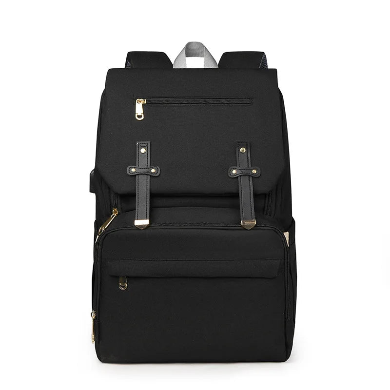 Black nappy backpack - spacious with lots of pockets - Lulu Babe