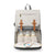 Oslo nappy backpack with front insulated bottle pockets in white and grey