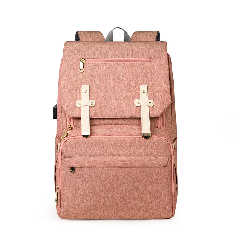 Pink nappy backpack from Lulu Babe - stylish, waterproof and spacious