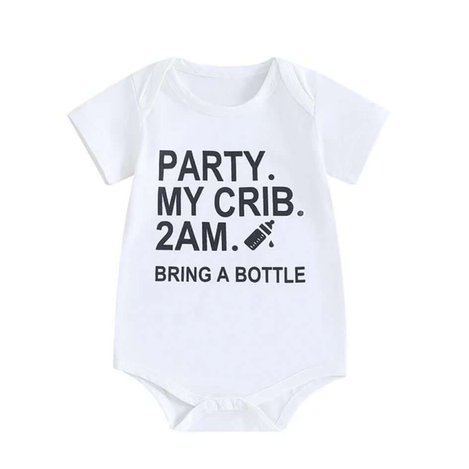 Party at My Crib Baby Onesie | Funny Baby Romper - Lulu Babe