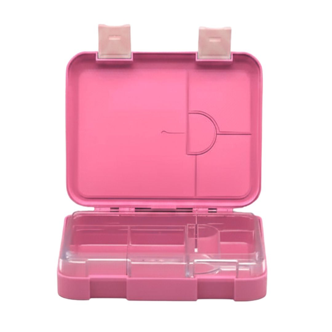 Personalised unicorn bento lunch box- pink, featuring multiple compartments 