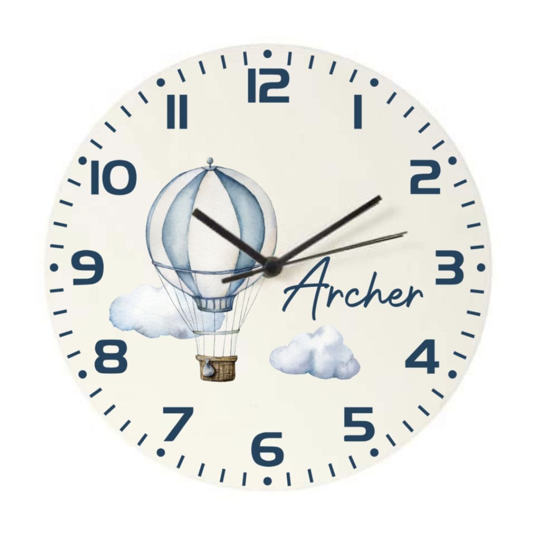 Personalised Kids Clock - Hot Air Balloon