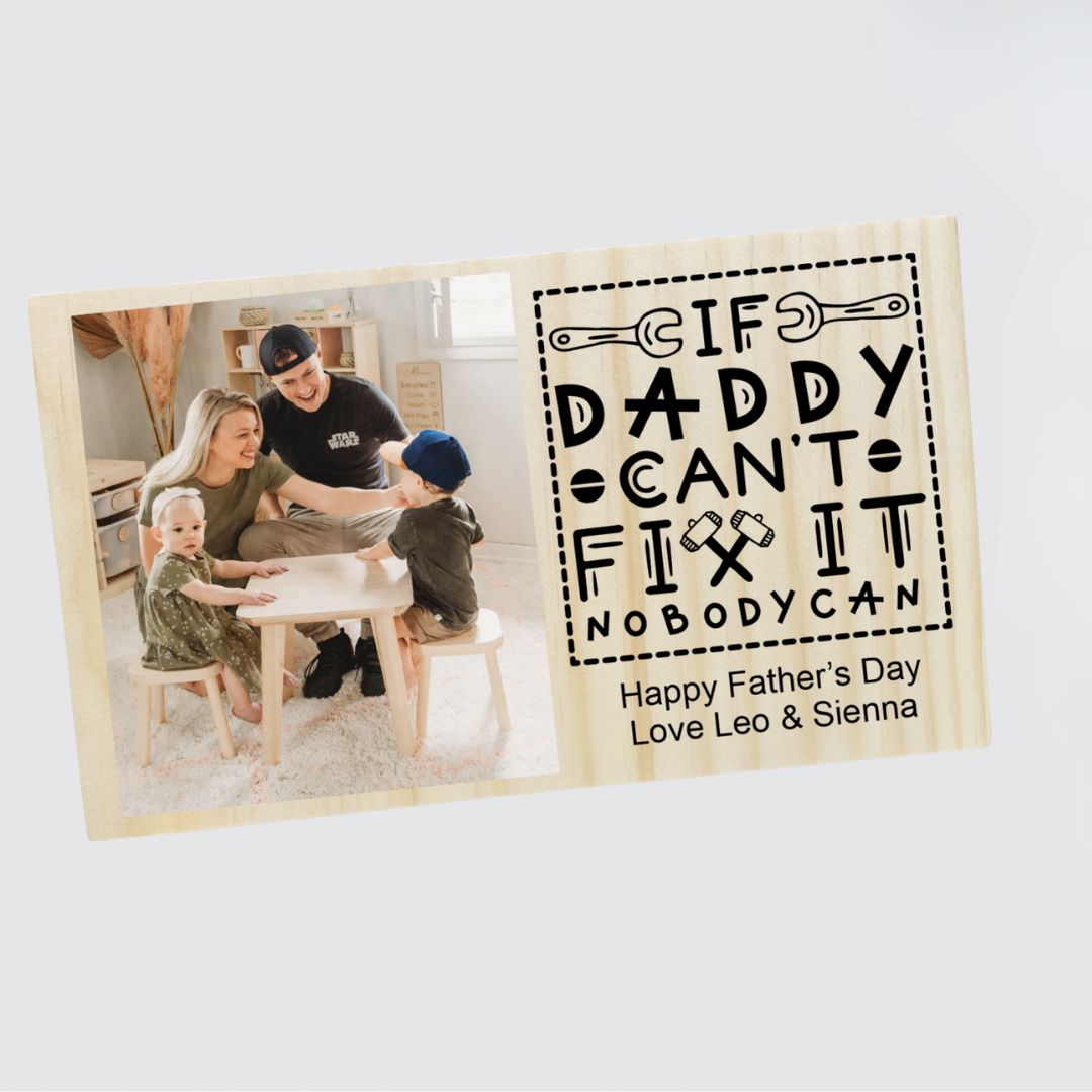 Personalised Wooden Photo Block | Unique Father's Day Gift