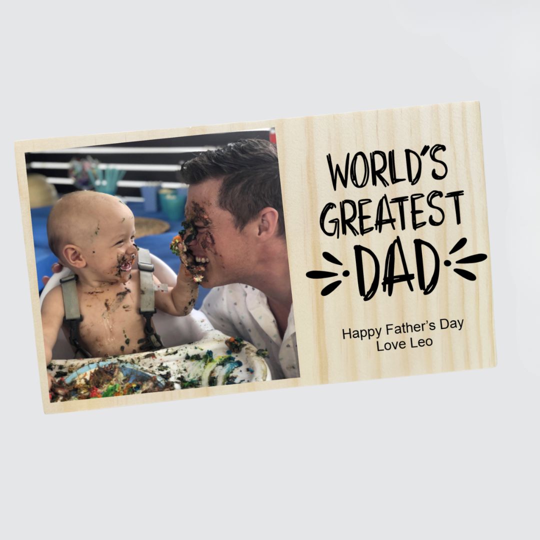 Personalised Wooden Photo Block | Unique Father's Day Gift