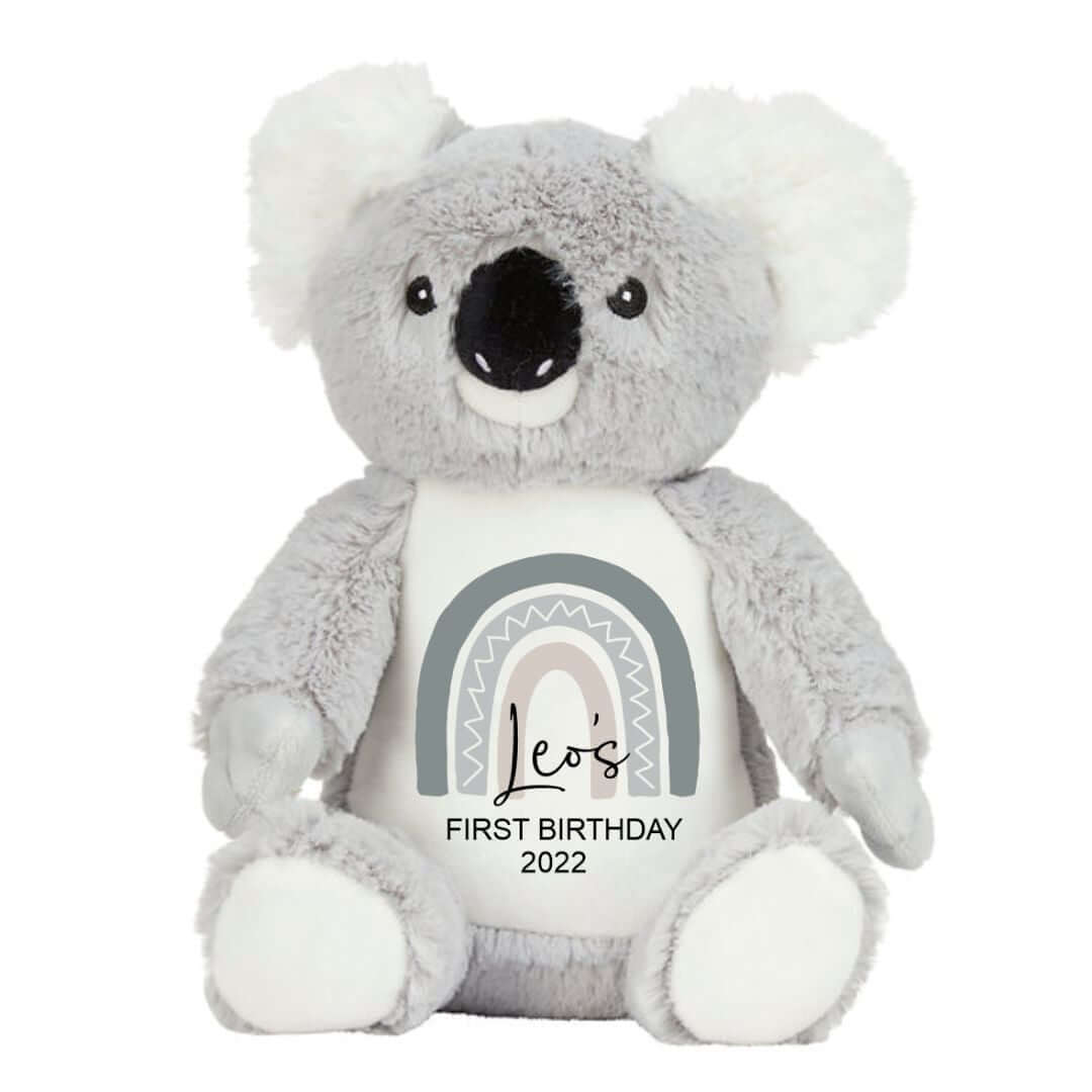 Personalised Koala Plush for 1st birthday - with heart and baby's name