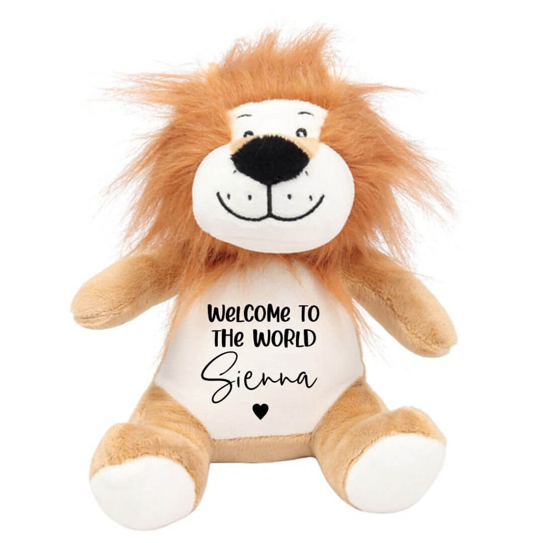 Personalised Lion Plush with heart & baby's name | Newborn Baby Gift - Lulu Babe