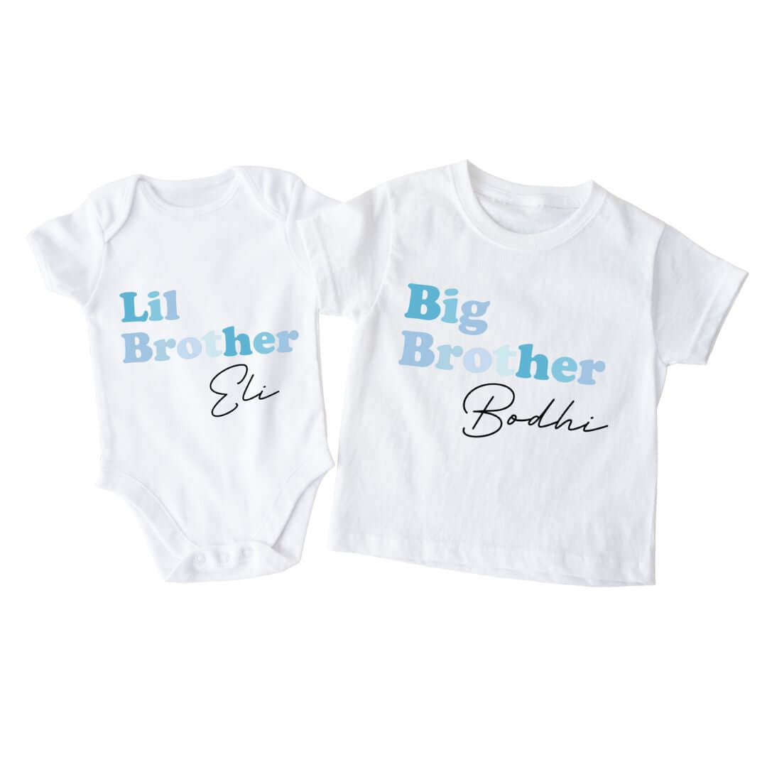 Personalised Matching Brothers Outfits | Baby Onesie & T-Shirt Set