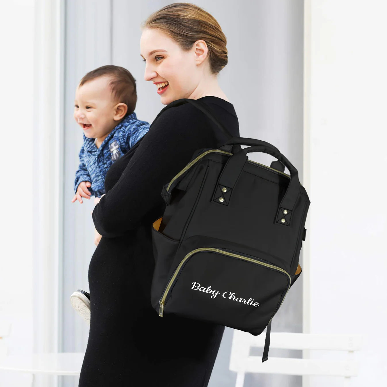 Personalised Nappy Bag - Black