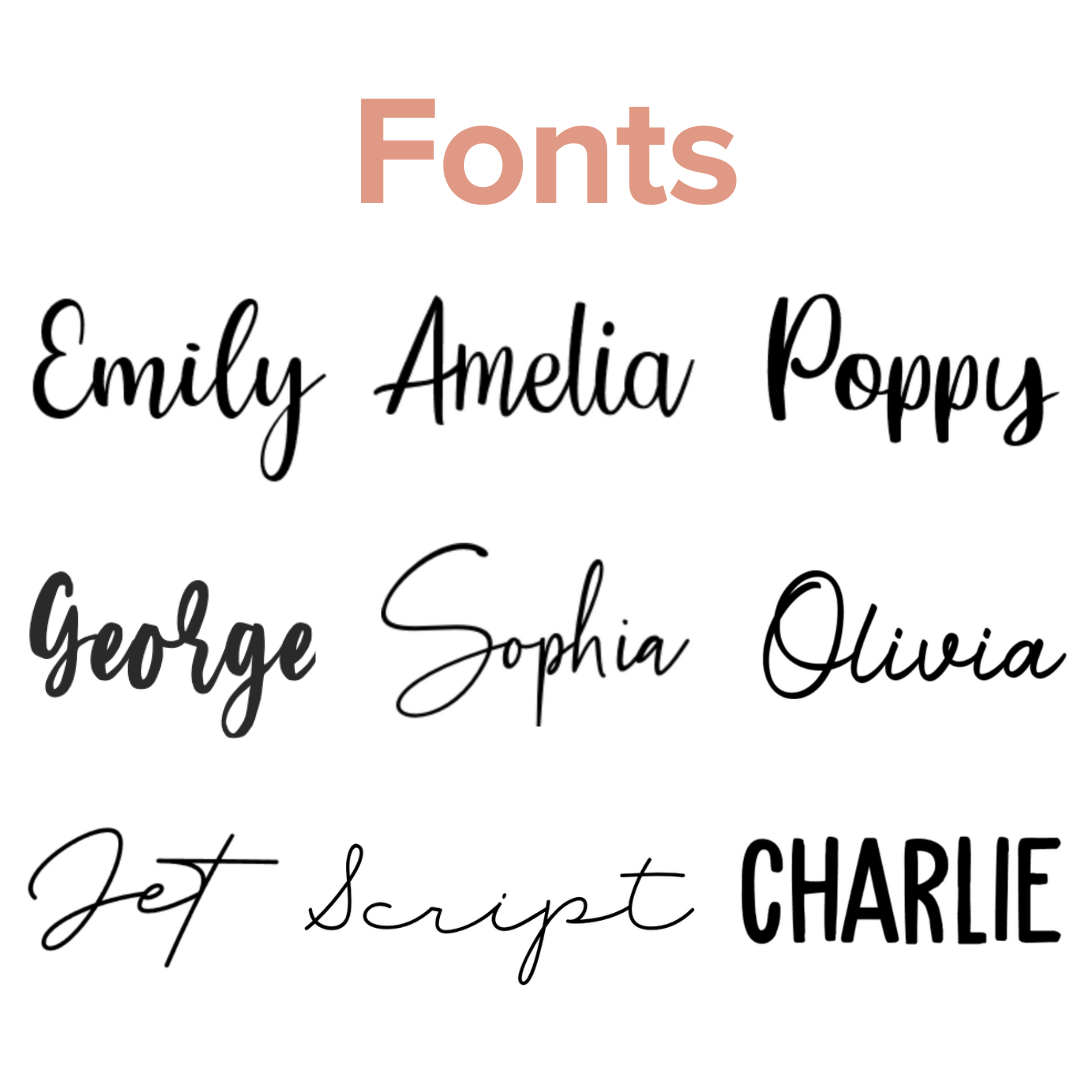 Font options for personalised products - Lulu Babe