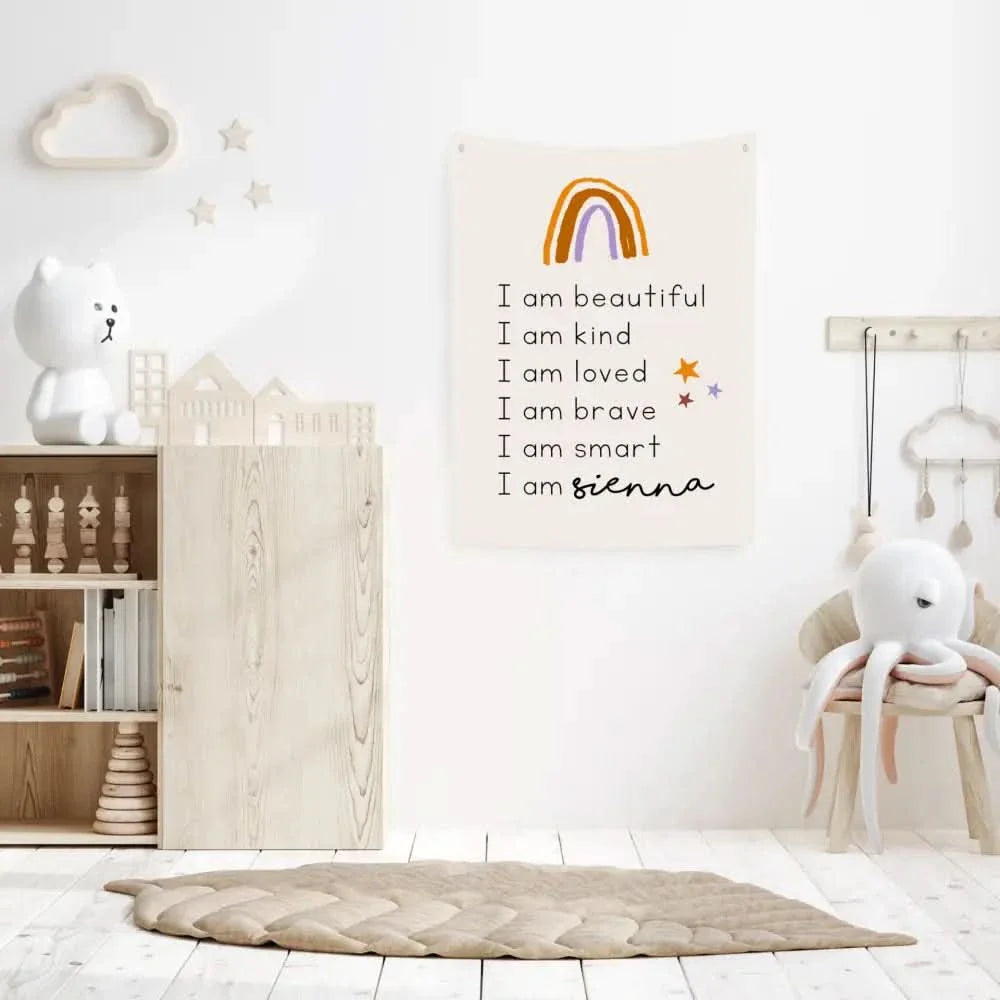 Personalised Rainbow Affirmation Canvas Wall Hanging
