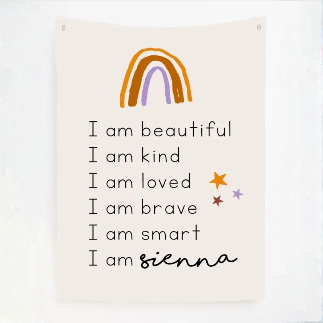 Personalised Rainbow Affirmation Canvas Wall Hanging