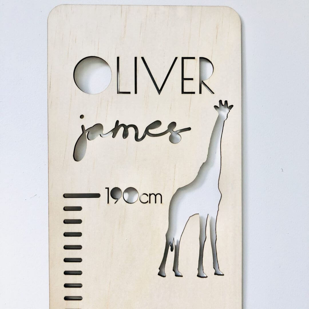 Personalised Wooden Height Chart | Safari Animal Growth Chart