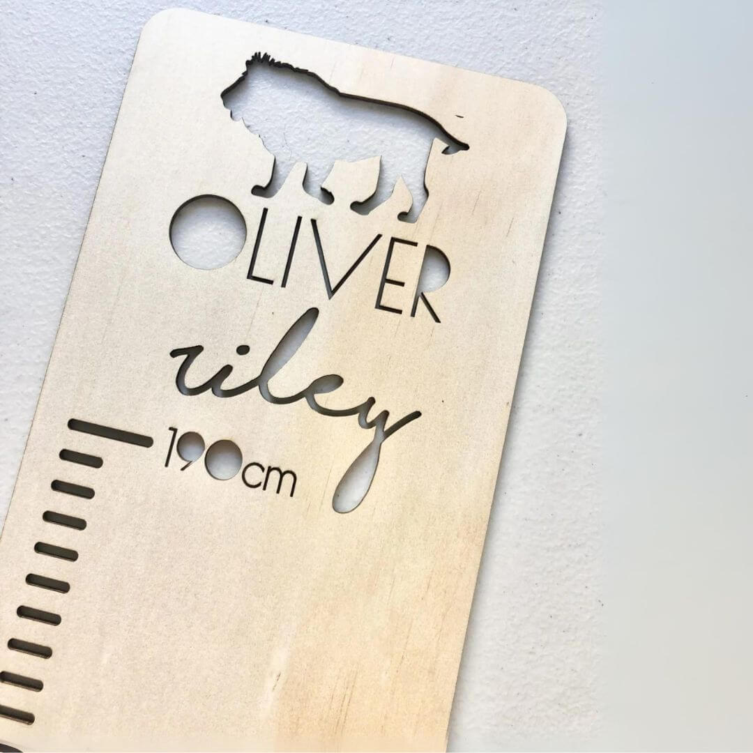 Personalised Wooden Height Chart | Safari Animal Growth Chart