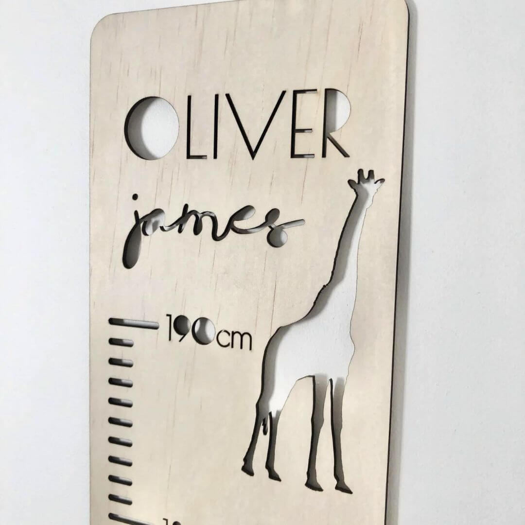 Personalised Wooden Height Chart | Safari Animal Growth Chart - Timber Tinkers