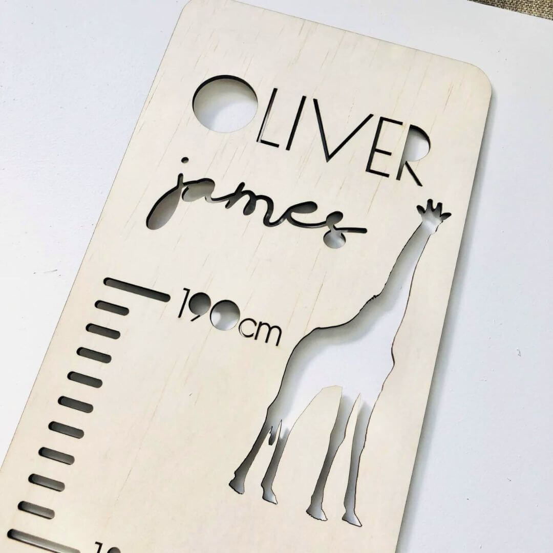 Personalised Wooden Height Chart | Safari Animal Growth Chart - Timber Tinkers