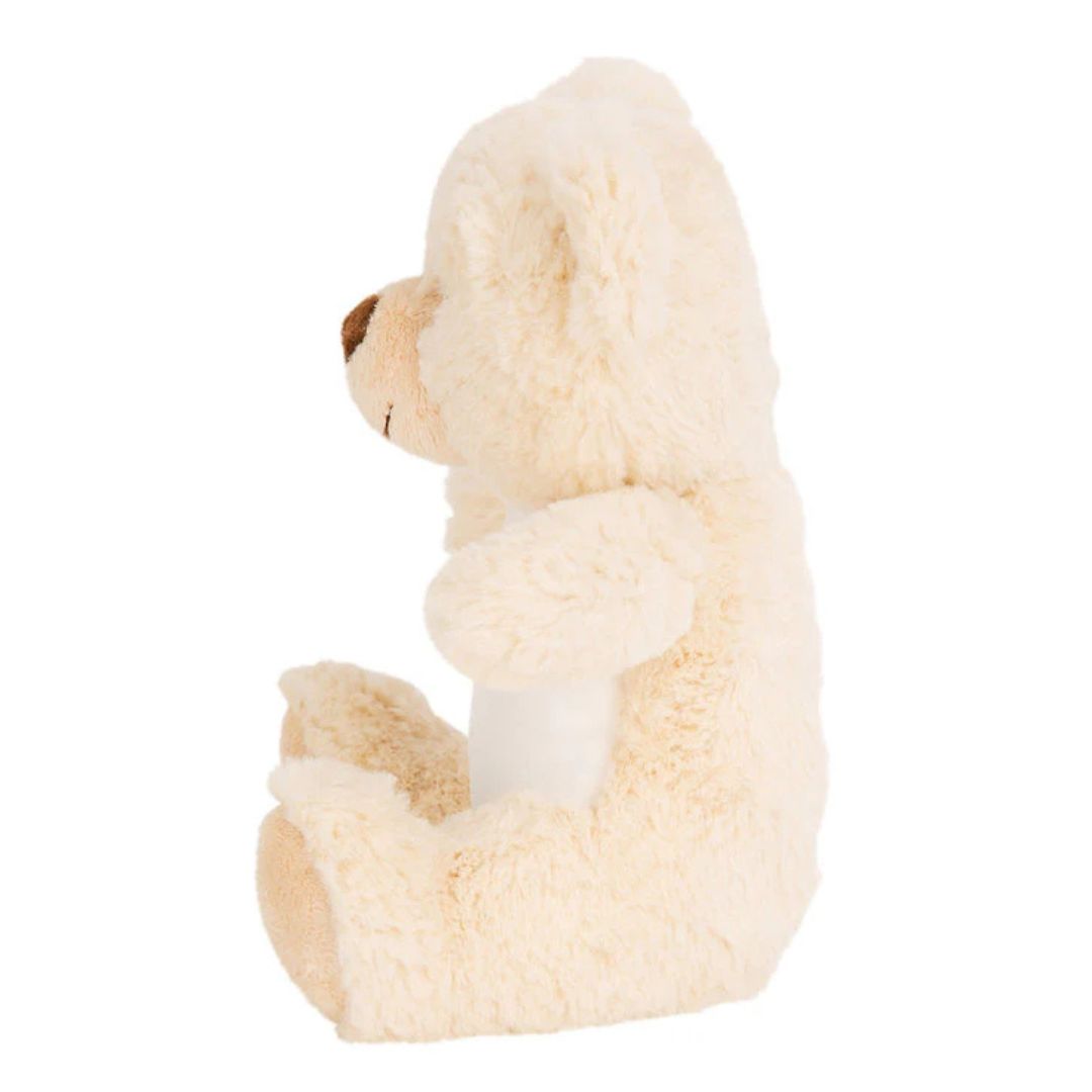 Personalised cream teddy bear - photo showing side view