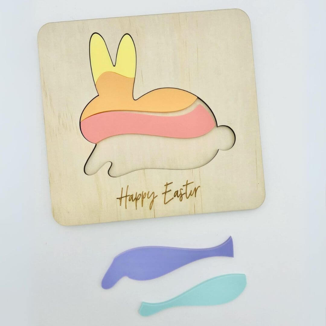 Personalised Bunny Puzzle | Wood & Acrylic Toddler Puzzle