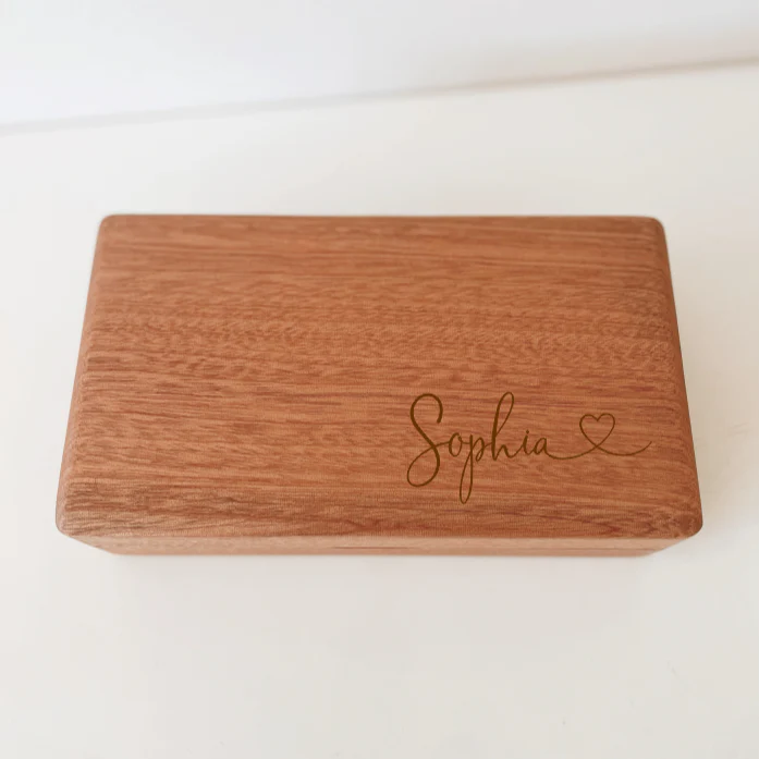 Personalised Wooden Jewellery Box engraved with name and heart