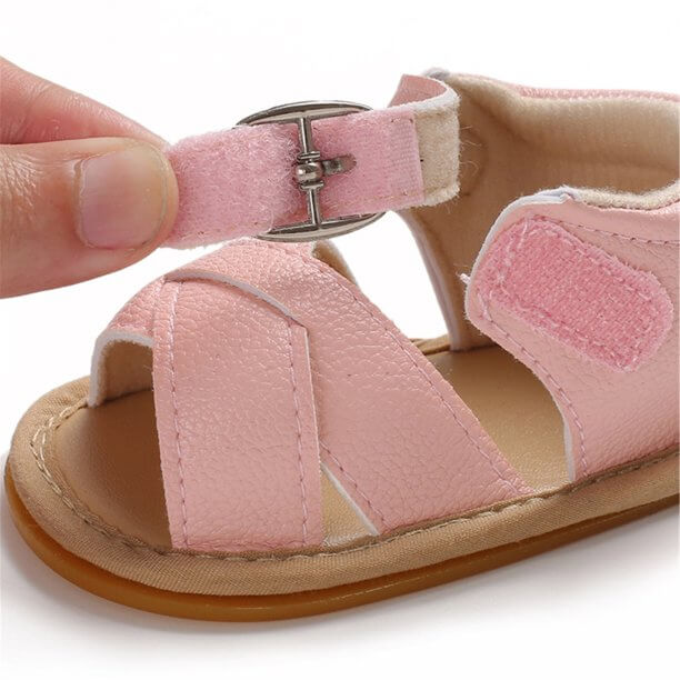Velcro Baby Sandals Pink | Stylish & Easy On - Lulu Babe
