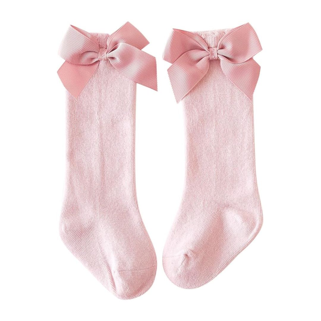 Bow Knee High Pink Socks for Baby & Toddler Girls | Stylish & Comfy - Lulu Babe