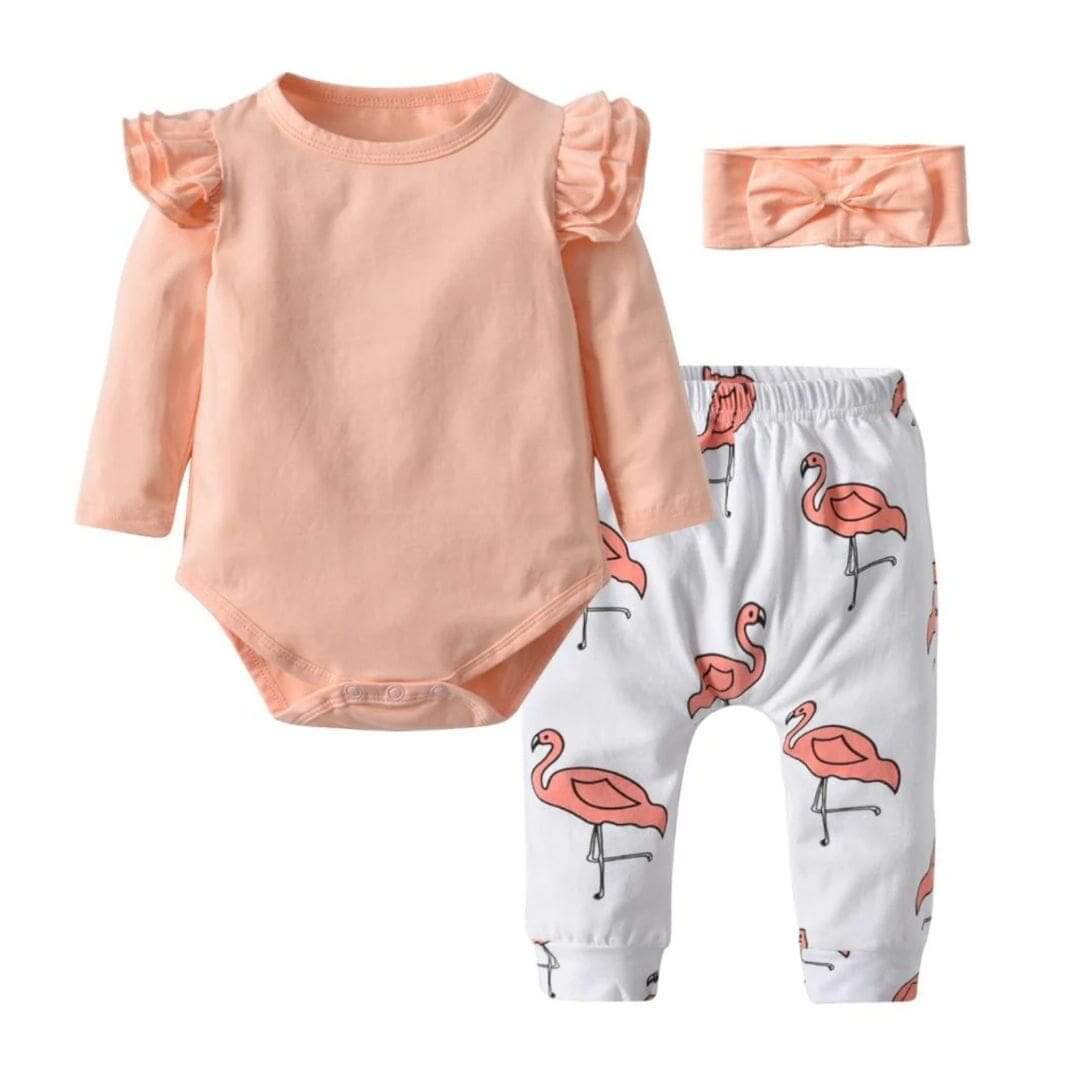 Pink Flamingo Set | 3 Piece Baby Girl Outfit Pink - Lulu Babe