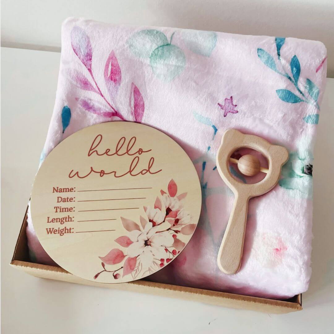 Pink Floral Baby Gift Box