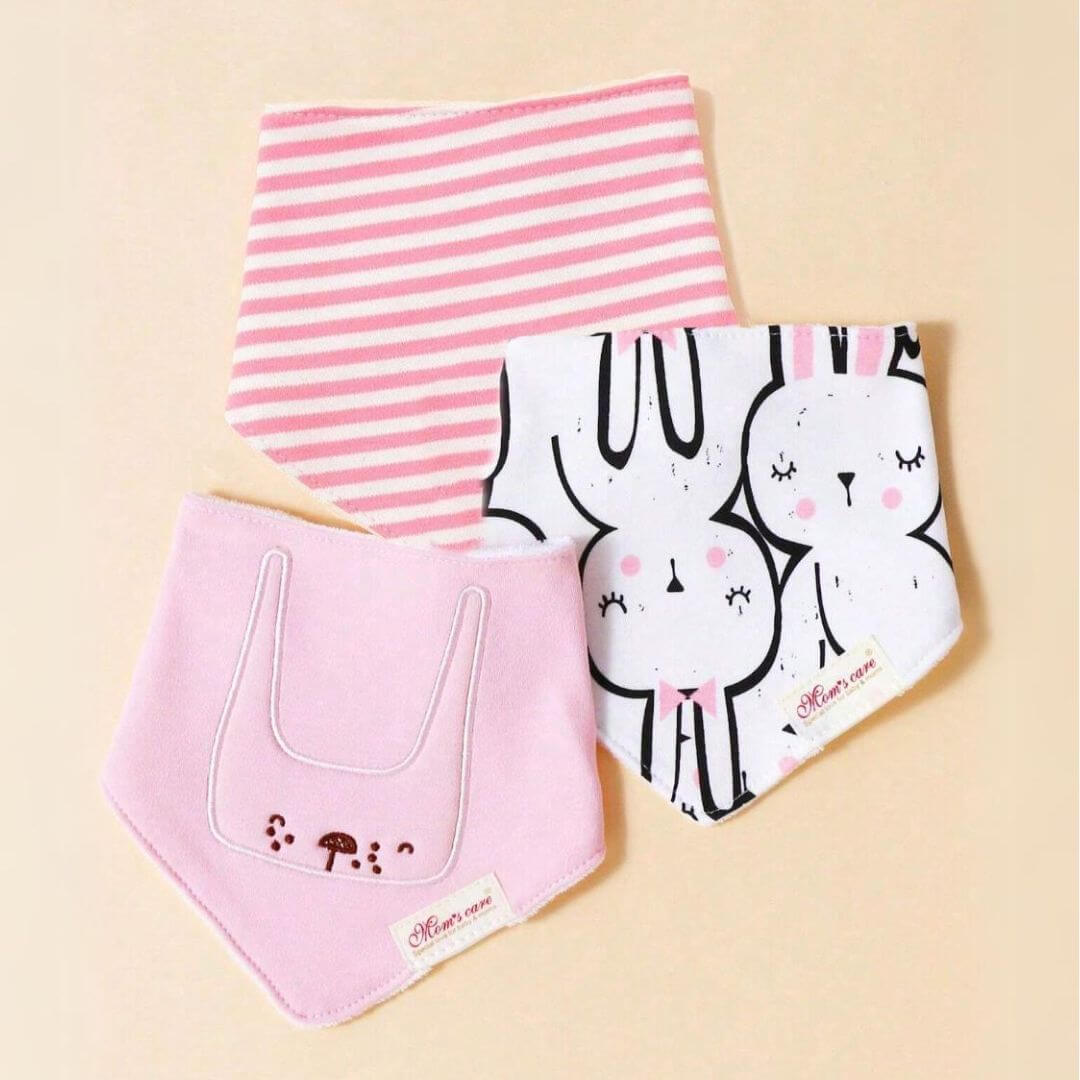 Pink Rabbit Bandana Bibs 3 Pack