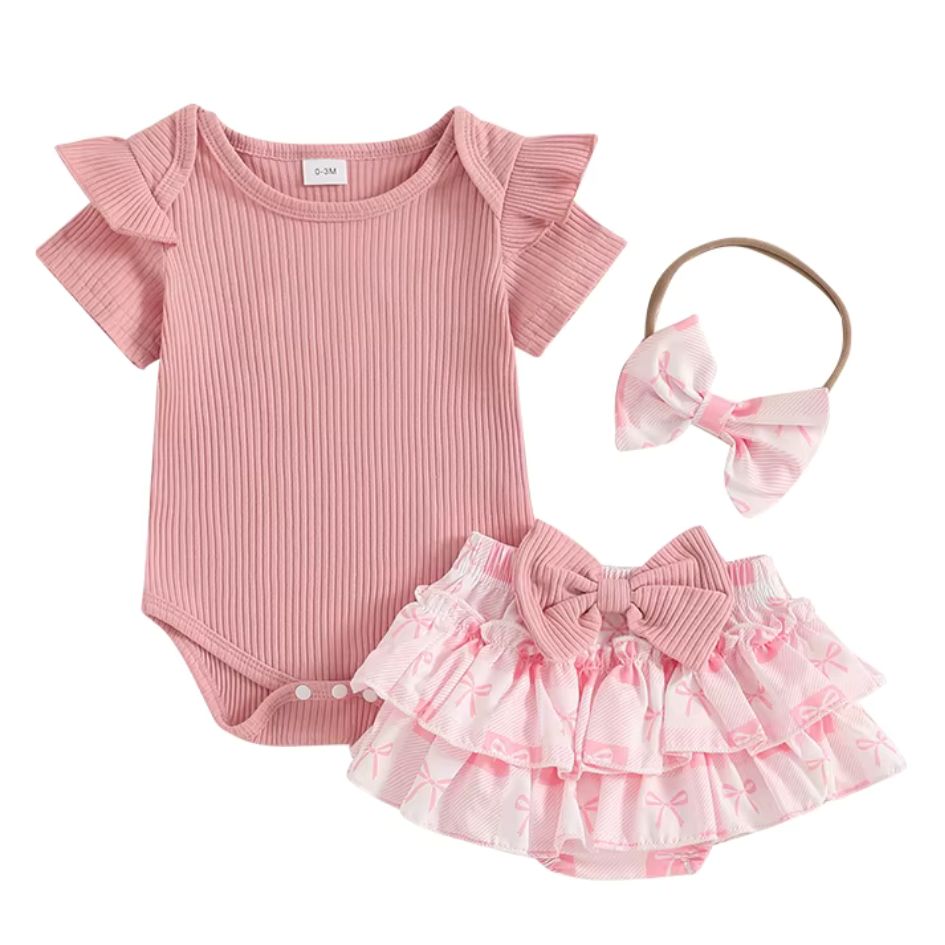 Rosie Ruffle Set | Adorable Pink Baby Girl Outfit - Lulu Babe - Lulu Babe