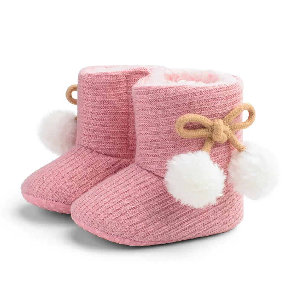 Pom Pom Baby Ugg Boots Pink | Warm & Stylish Baby Booties for Winter - Lulu Babe