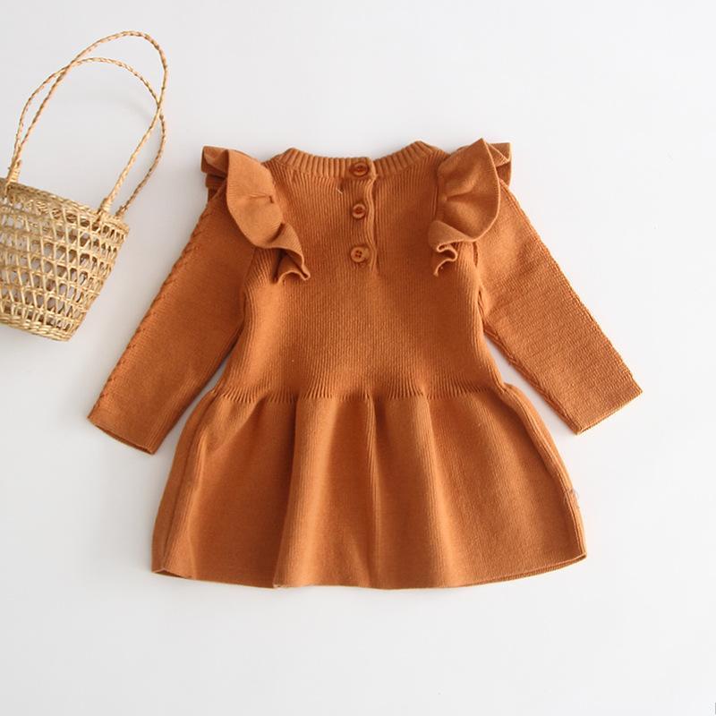 Poppy Winter Baby Dress Cinnamon | Back view - Lulu Babe