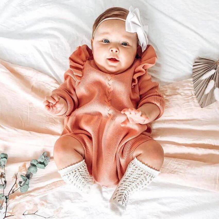 Poppy Winter Baby Romper | Luxe Baby Knit Onesie - Lulu Babe