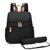 Stylish black quilted nappy backpack with matching changing mat