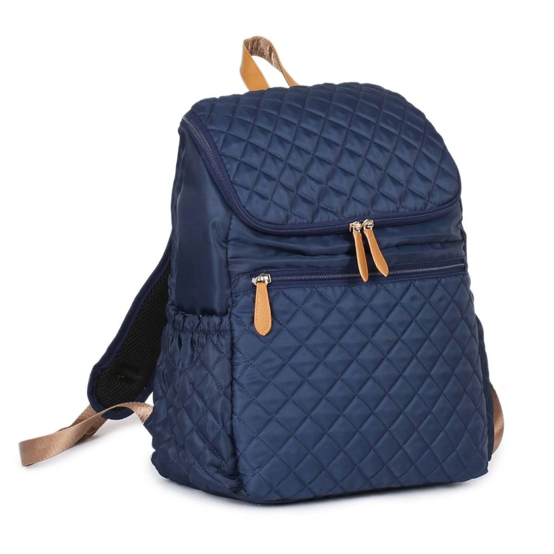 Stylish and lightweight blue quilted nappy backpack with smart storage