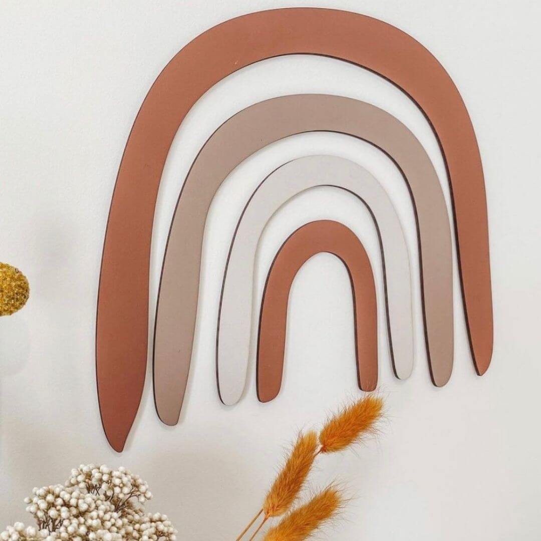 Rainbow Wooden Wall Decal Scandi Nursery Lulu Babe