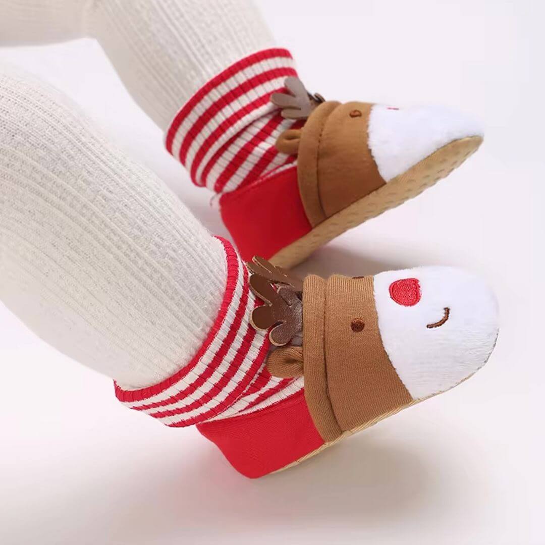 Reindeer Baby Booties | Non-Slip Sole - Lulu Babe