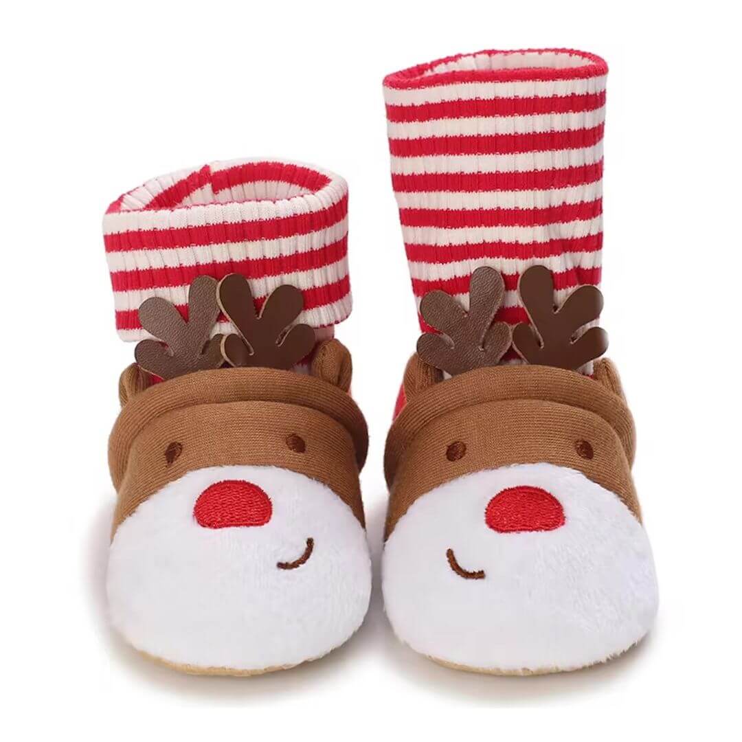 Reindeer Baby Booties | Non-Slip Sole - Lulu Babe