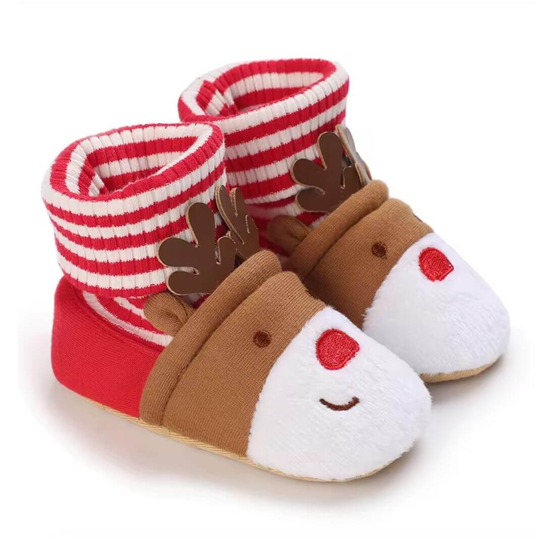 Reindeer Baby Booties | Non-Slip Sole - Lulu Babe