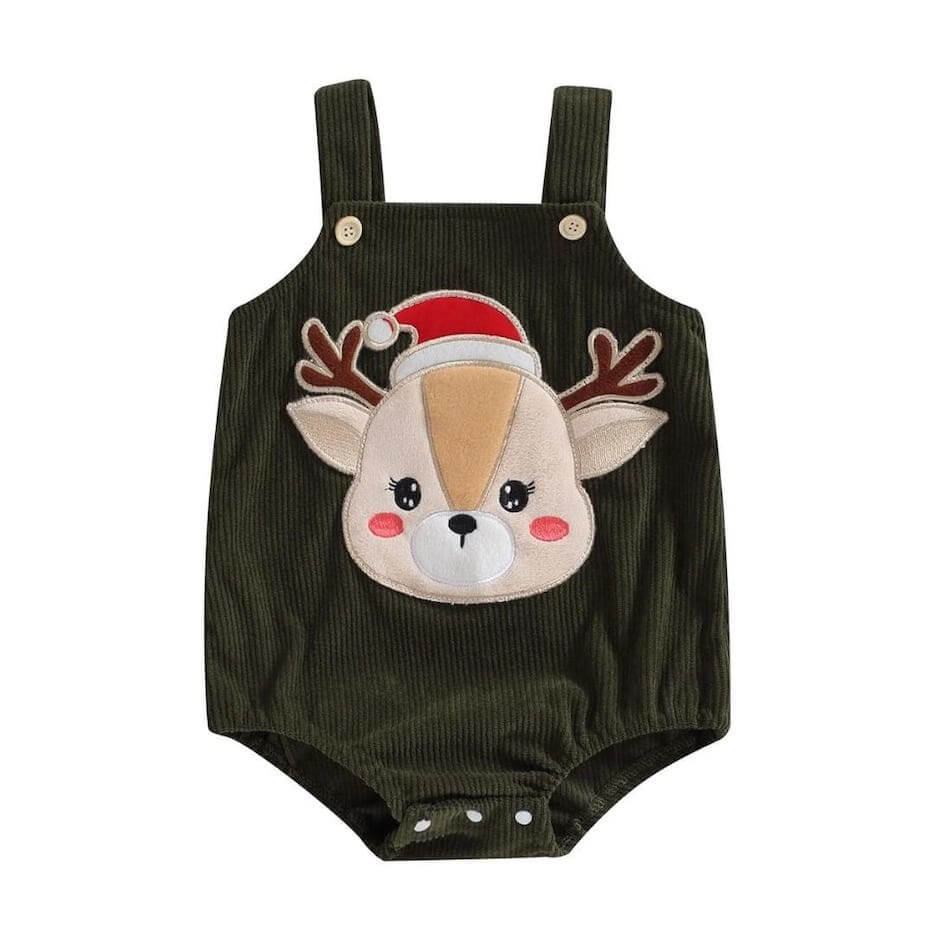 Reindeer Corduroy Baby Romper | Baby's First Christmas Outfit - Lulu Babe