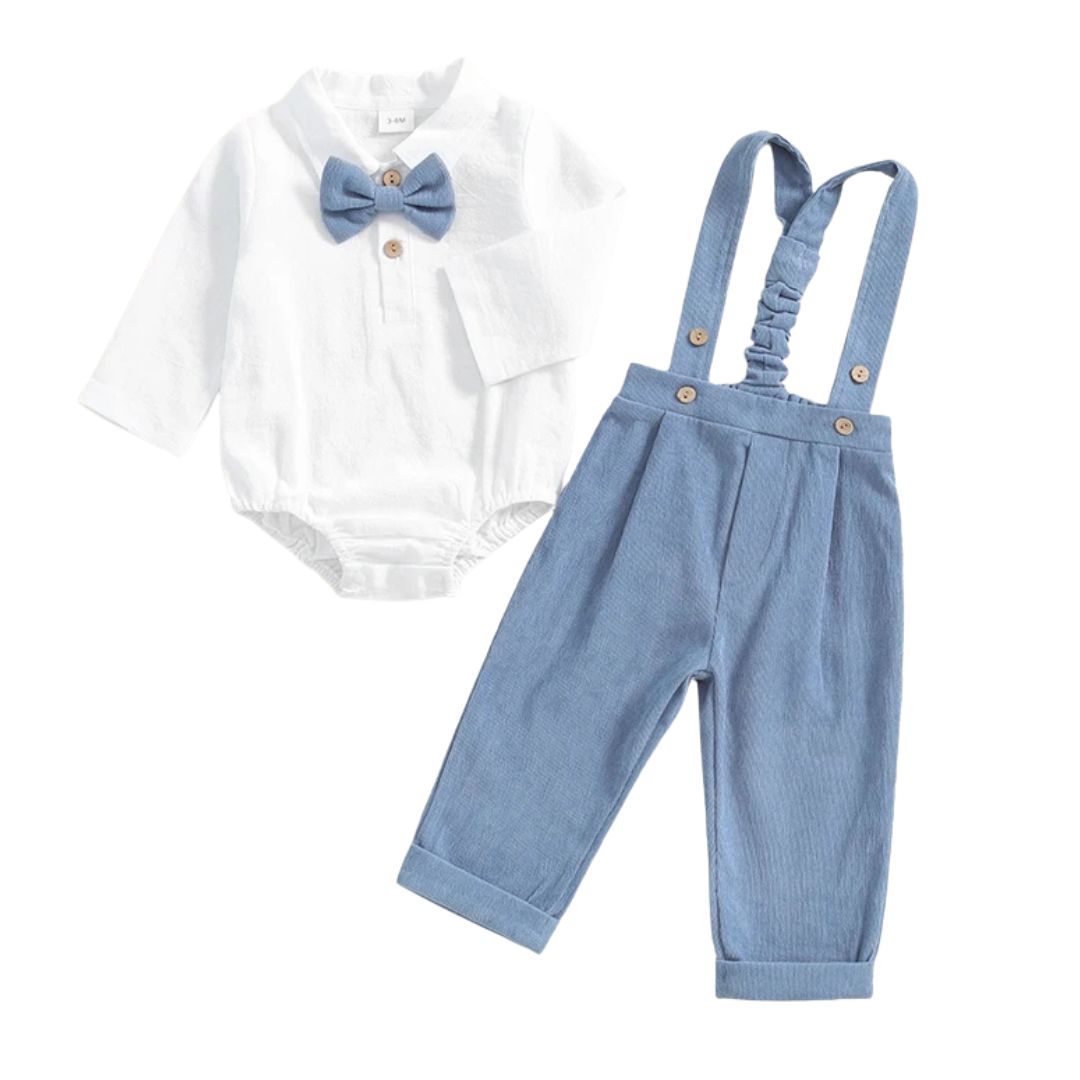 Remi Baby Bow Tie Set in blue | Formal Baby Boy Outfit for Special Occasions - Lulu Babe