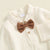 Formal baby boy outfit - collared shirt onesie with brown bow tie