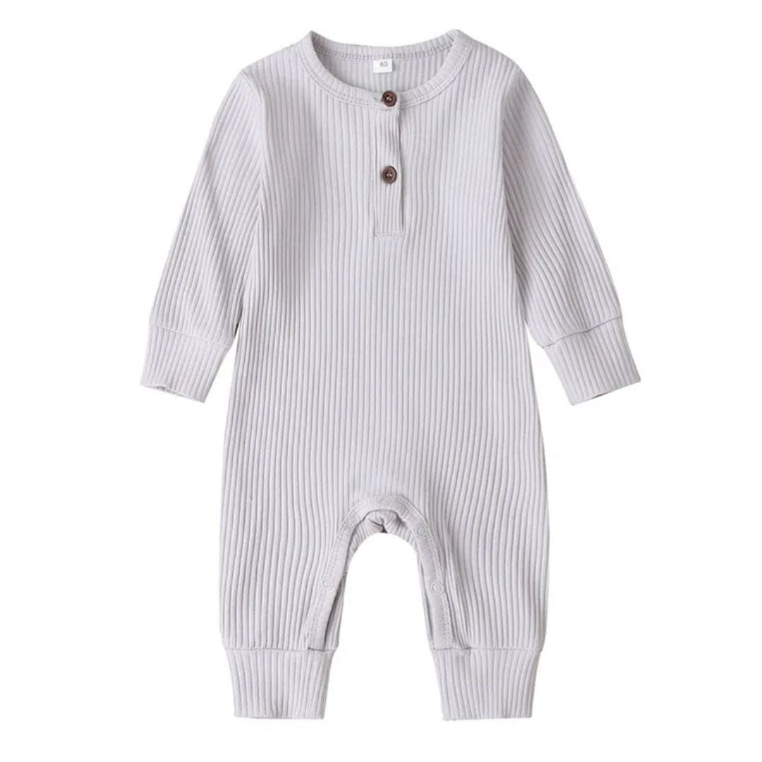 Ribbed Long Sleeve Baby Onesie - grey