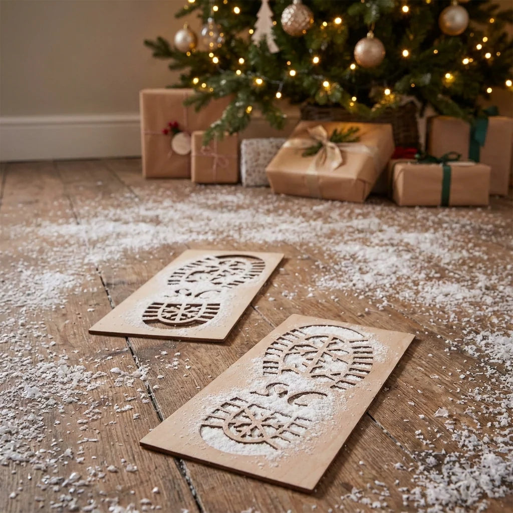 Santa boot stencils for leaving a trail 
